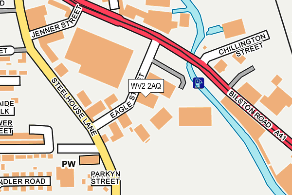 WV2 2AQ map - OS OpenMap – Local (Ordnance Survey)