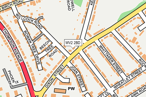 WV2 2BD map - OS OpenMap – Local (Ordnance Survey)