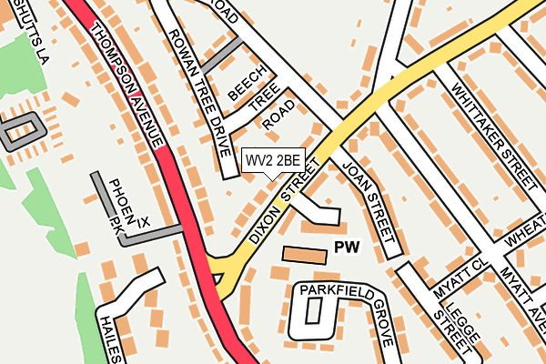 WV2 2BE map - OS OpenMap – Local (Ordnance Survey)