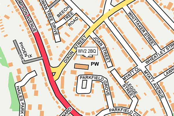 WV2 2BQ map - OS OpenMap – Local (Ordnance Survey)