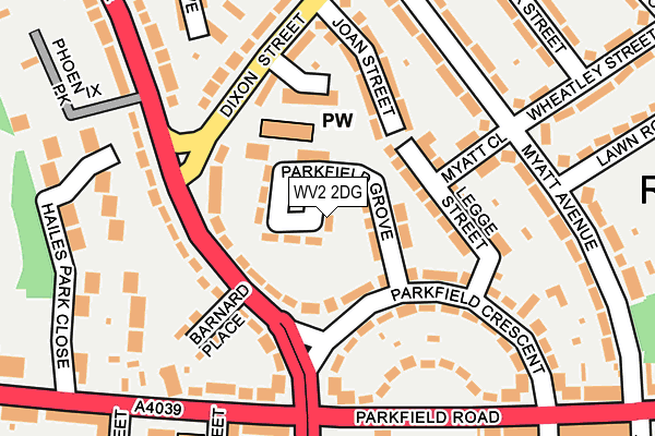 WV2 2DG map - OS OpenMap – Local (Ordnance Survey)