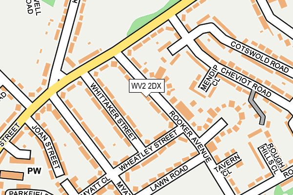 WV2 2DX map - OS OpenMap – Local (Ordnance Survey)