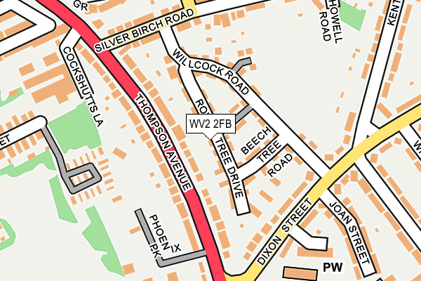 WV2 2FB map - OS OpenMap – Local (Ordnance Survey)