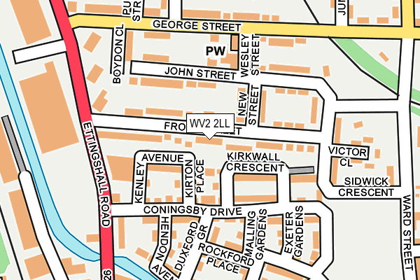 WV2 2LL map - OS OpenMap – Local (Ordnance Survey)