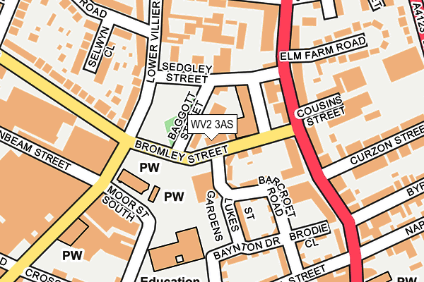 WV2 3AS map - OS OpenMap – Local (Ordnance Survey)