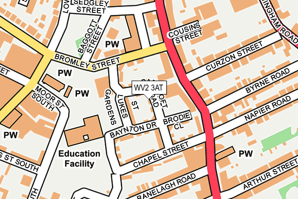 WV2 3AT map - OS OpenMap – Local (Ordnance Survey)