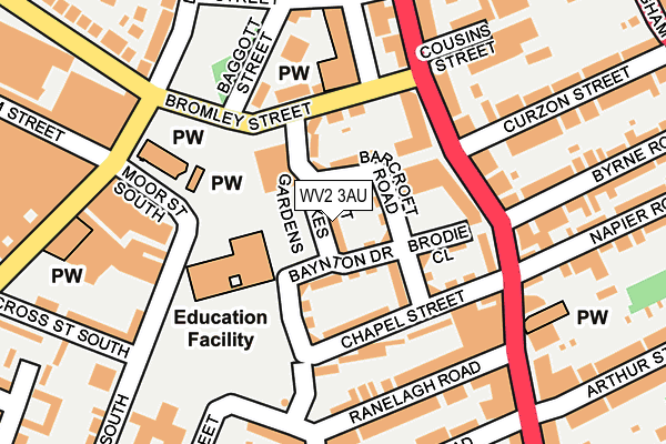 WV2 3AU map - OS OpenMap – Local (Ordnance Survey)