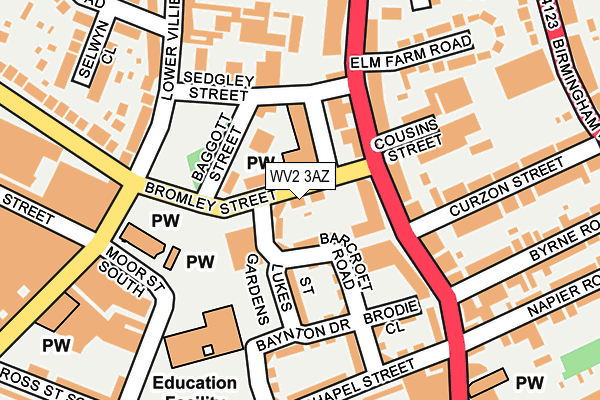 WV2 3AZ map - OS OpenMap – Local (Ordnance Survey)
