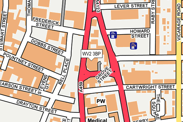 WV2 3BP map - OS OpenMap – Local (Ordnance Survey)