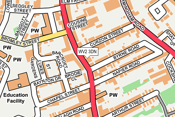 WV2 3DN map - OS OpenMap – Local (Ordnance Survey)