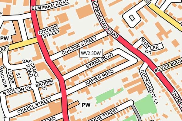 WV2 3DW map - OS OpenMap – Local (Ordnance Survey)