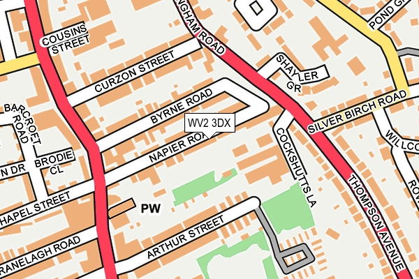 WV2 3DX map - OS OpenMap – Local (Ordnance Survey)