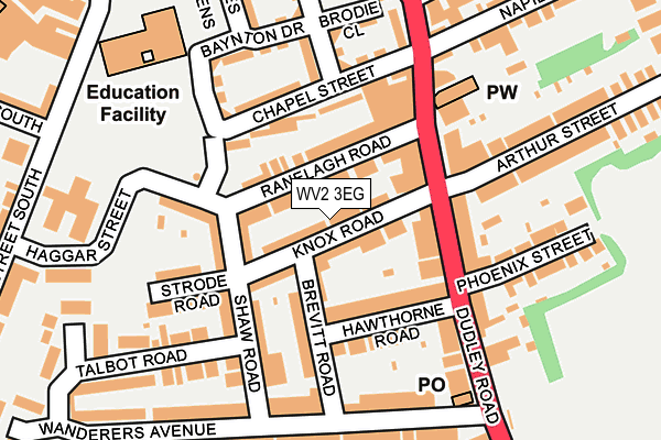 WV2 3EG map - OS OpenMap – Local (Ordnance Survey)
