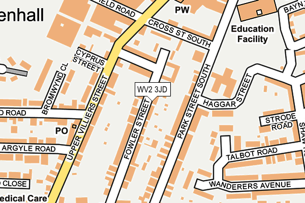 WV2 3JD map - OS OpenMap – Local (Ordnance Survey)