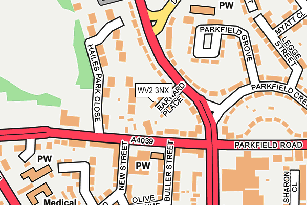 WV2 3NX map - OS OpenMap – Local (Ordnance Survey)