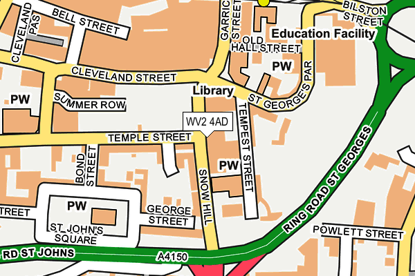 WV2 4AD map - OS OpenMap – Local (Ordnance Survey)