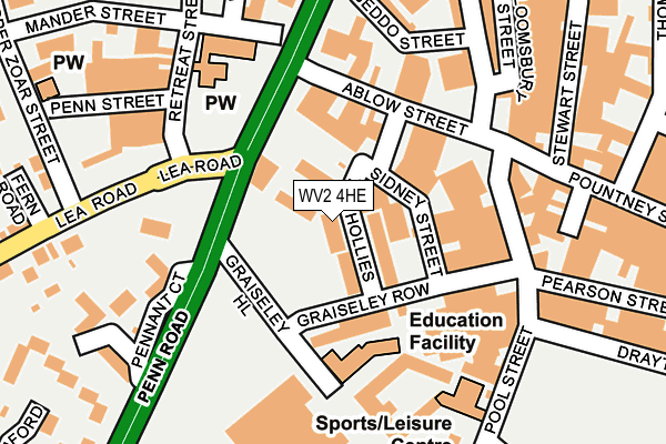 WV2 4HE map - OS OpenMap – Local (Ordnance Survey)