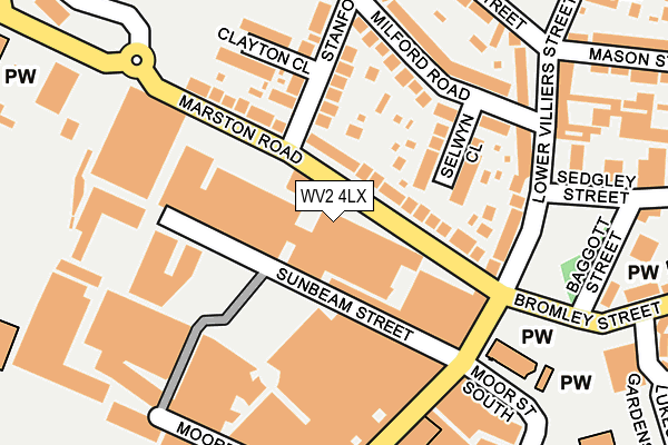 WV2 4LX map - OS OpenMap – Local (Ordnance Survey)