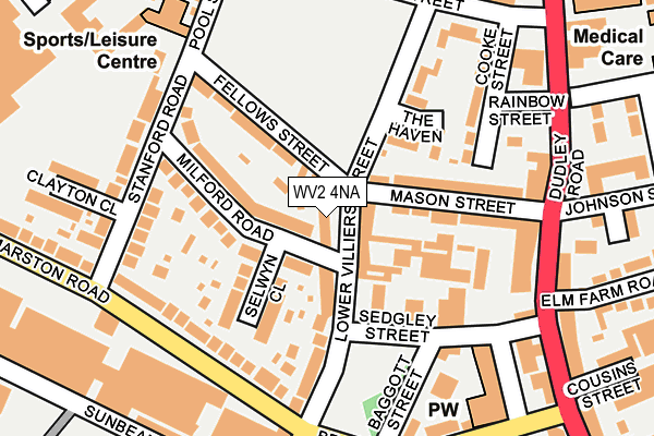WV2 4NA map - OS OpenMap – Local (Ordnance Survey)