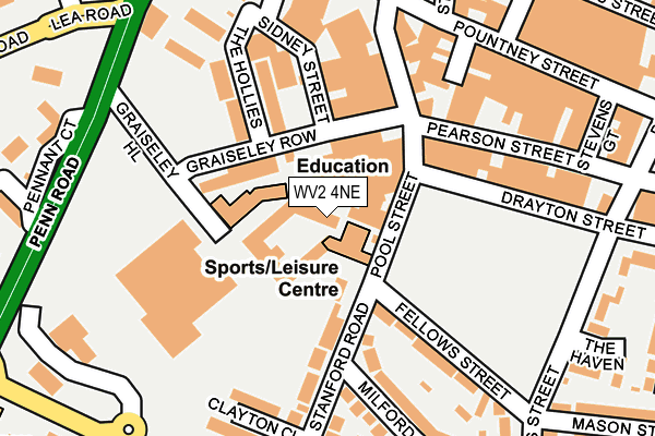 WV2 4NE map - OS OpenMap – Local (Ordnance Survey)