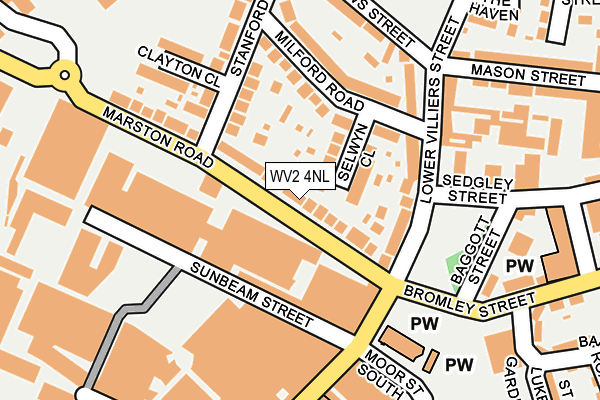 WV2 4NL map - OS OpenMap – Local (Ordnance Survey)