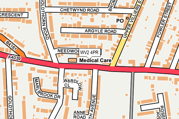 WV2 4PR map - OS OpenMap – Local (Ordnance Survey)