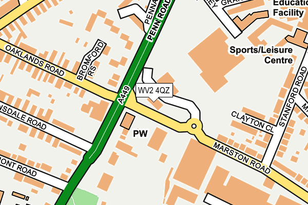 WV2 4QZ map - OS OpenMap – Local (Ordnance Survey)