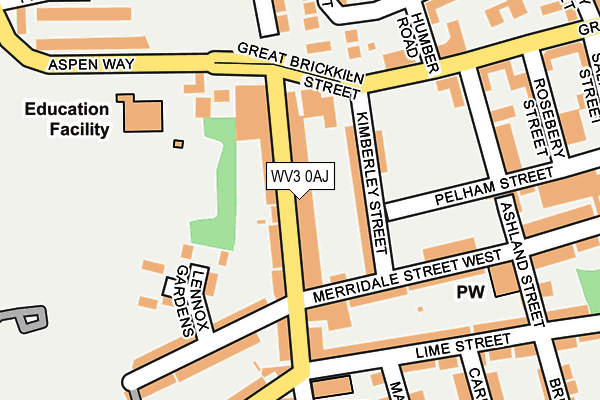 WV3 0AJ map - OS OpenMap – Local (Ordnance Survey)