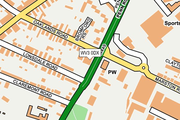WV3 0DX map - OS OpenMap – Local (Ordnance Survey)