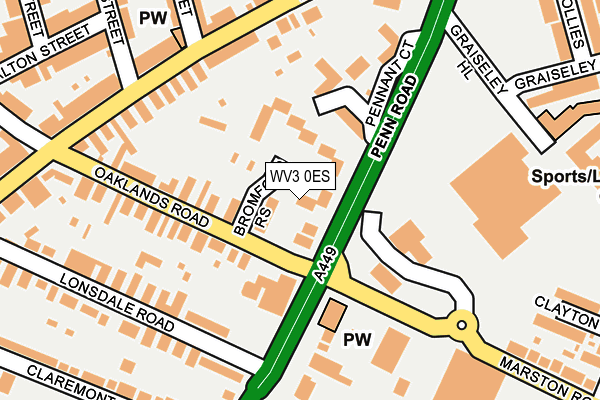 WV3 0ES map - OS OpenMap – Local (Ordnance Survey)
