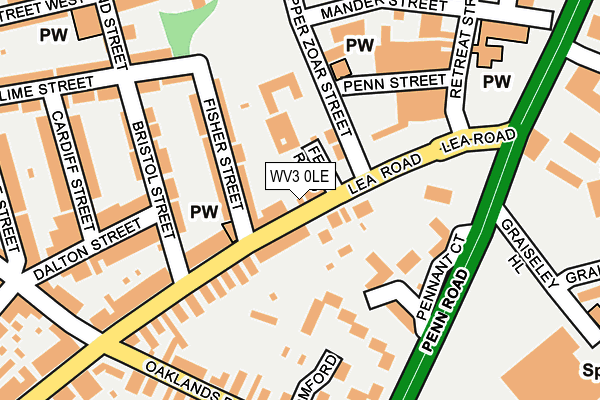 WV3 0LE map - OS OpenMap – Local (Ordnance Survey)