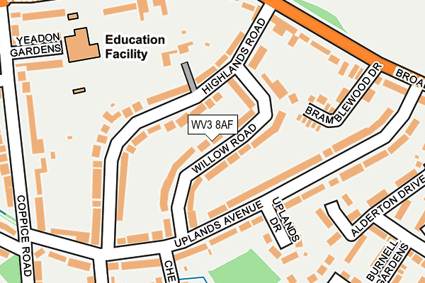 WV3 8AF map - OS OpenMap – Local (Ordnance Survey)