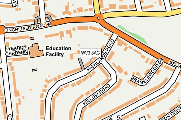 WV3 8AG map - OS OpenMap – Local (Ordnance Survey)