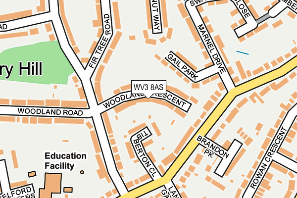 WV3 8AS map - OS OpenMap – Local (Ordnance Survey)