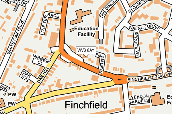WV3 8AY map - OS OpenMap – Local (Ordnance Survey)
