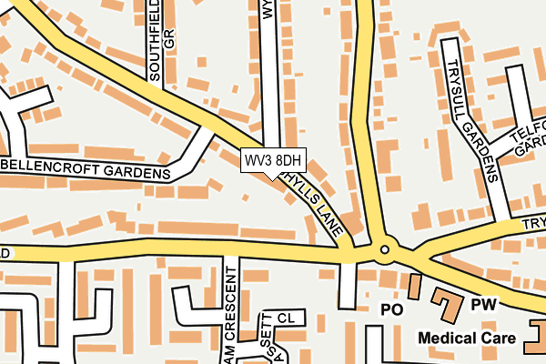 WV3 8DH map - OS OpenMap – Local (Ordnance Survey)