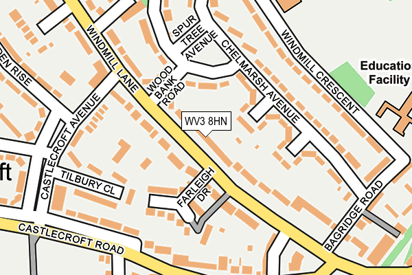 WV3 8HN map - OS OpenMap – Local (Ordnance Survey)