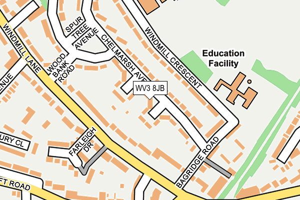 WV3 8JB map - OS OpenMap – Local (Ordnance Survey)