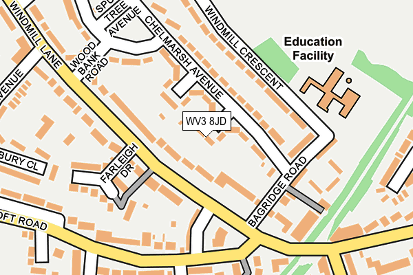 WV3 8JD map - OS OpenMap – Local (Ordnance Survey)