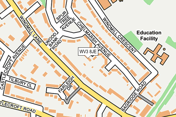 WV3 8JE map - OS OpenMap – Local (Ordnance Survey)
