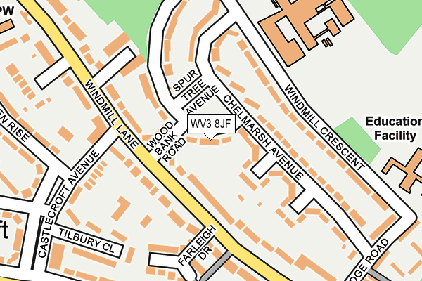 WV3 8JF map - OS OpenMap – Local (Ordnance Survey)