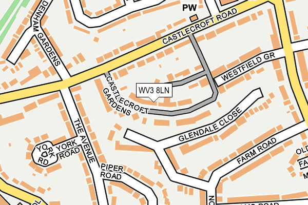 WV3 8LN map - OS OpenMap – Local (Ordnance Survey)