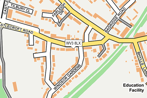 WV3 8LX map - OS OpenMap – Local (Ordnance Survey)