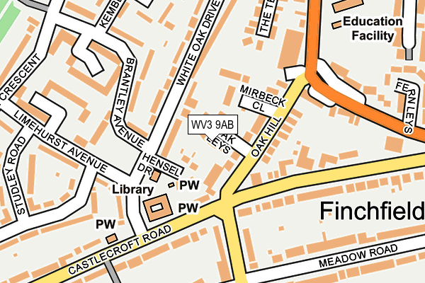 WV3 9AB map - OS OpenMap – Local (Ordnance Survey)