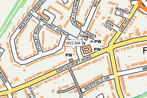 WV3 9AF map - OS OpenMap – Local (Ordnance Survey)