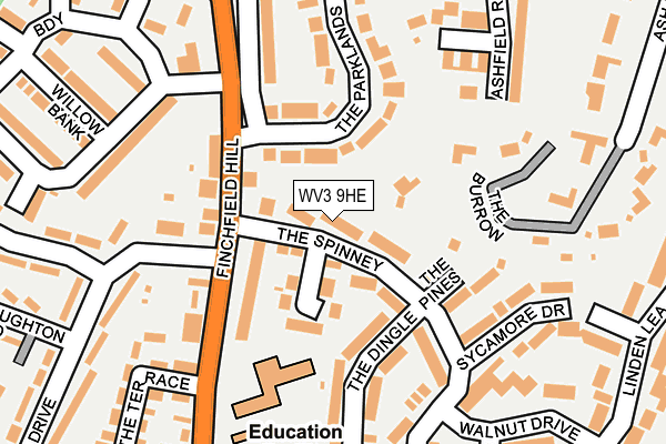WV3 9HE map - OS OpenMap – Local (Ordnance Survey)