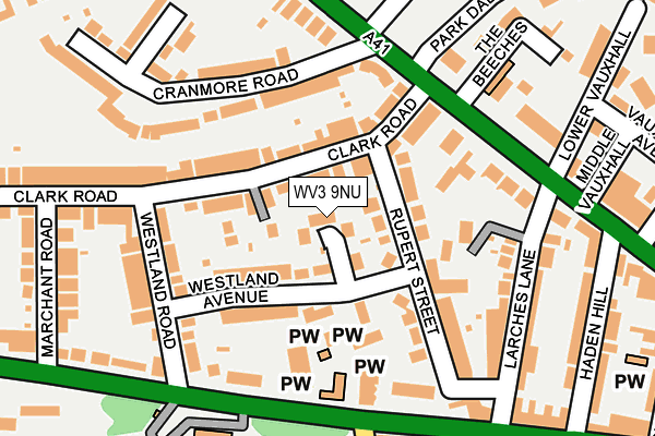 WV3 9NU map - OS OpenMap – Local (Ordnance Survey)