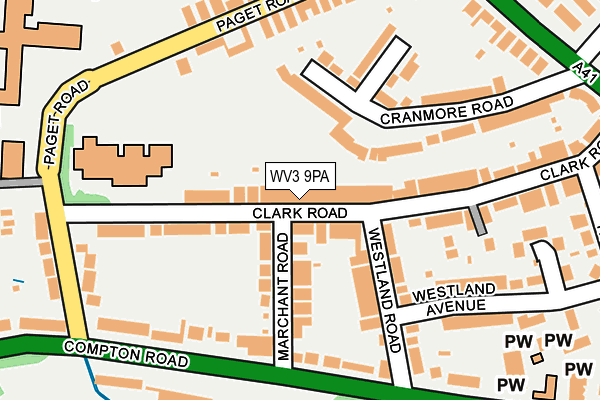 WV3 9PA map - OS OpenMap – Local (Ordnance Survey)