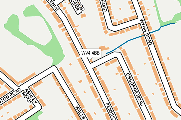 WV4 4BB map - OS OpenMap – Local (Ordnance Survey)