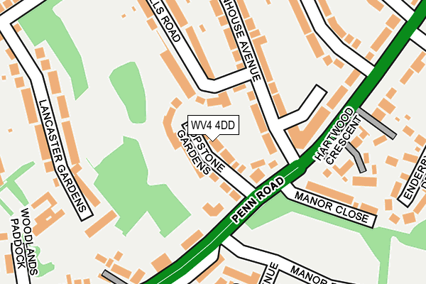 WV4 4DD map - OS OpenMap – Local (Ordnance Survey)